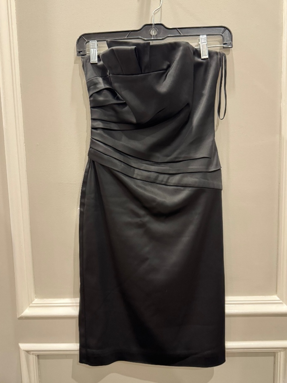 White House Black Market Black Strapless Satin Dress Size 00